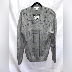 Geoffrey Beene Gray V-Neck Grandpa Academia Sweater L